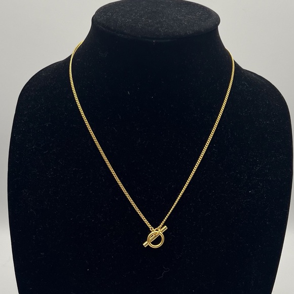Madewell Gold Tone Toggle Chain Necklace Basic Preppy Circle Bar Minimalist - Picture 7 of 7